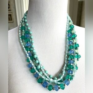 NWT Lia sophia “Paradise" aqua statement necklace, 22-25", 3 detachable strands